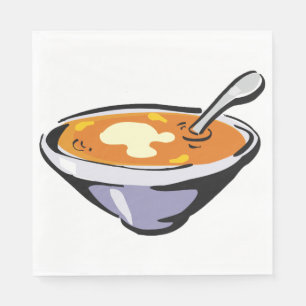Serviette En Papier Bol de soupe de tomates avec cuillère