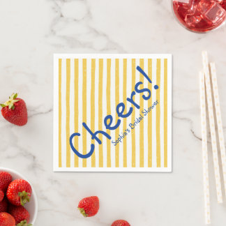 Serviette En Papier Bold Blue Cheers Rayure Jaune Enterrement de Vie d