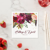 Serviette En Papier Bold Boho Burgundy Floral Mariage Personnalisé (En situation)