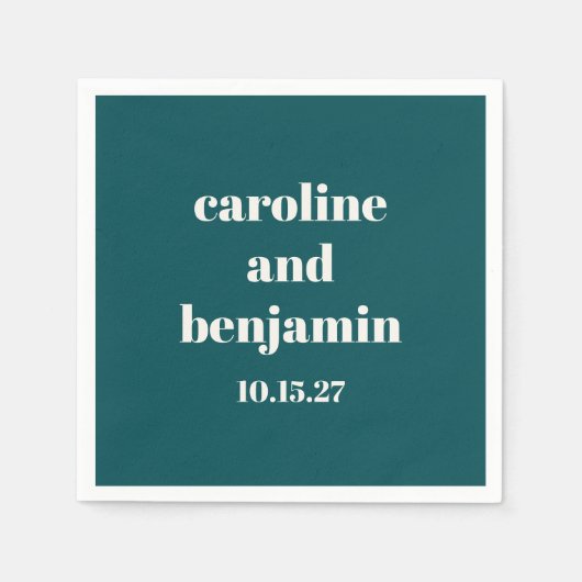 Serviette En Papier Bold Emerald Chic Mariage moderne personnalisé (Devant)
