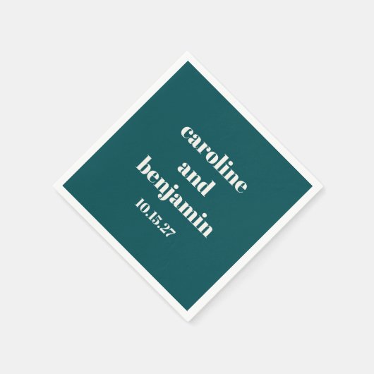 Serviette En Papier Bold Emerald Chic Mariage moderne personnalisé (Coin)