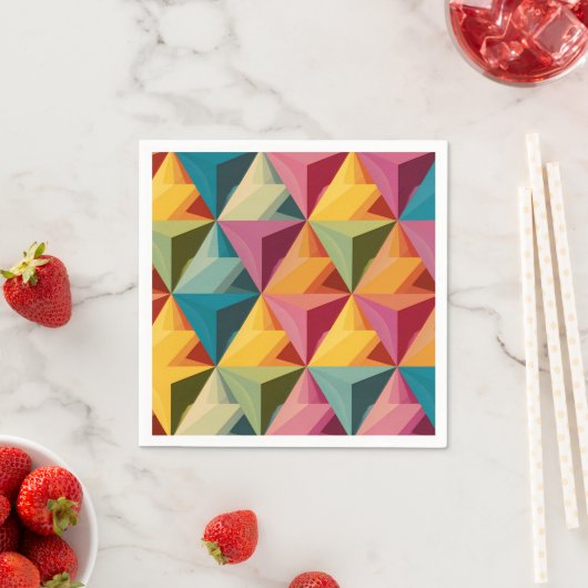 Serviette En Papier Bold Geometric Triangle Pattern  (En situation)