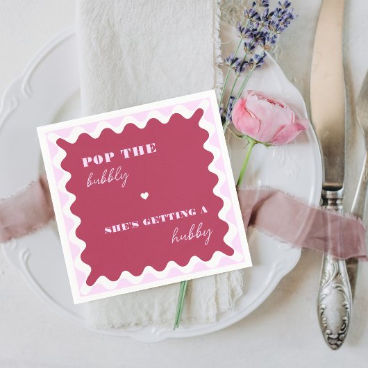 Serviette En Papier Bold Magenta Pop the Bubbly She's Getting a Hubby
