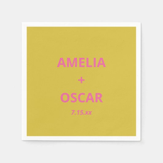 Serviette En Papier Bold Modern Chartreuse Pink Yellow Wedding Custom (Devant)