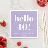 Serviette En Papier Bold Modern Lavender Purple 40th Birthday Party (En situation)