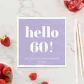 Serviette En Papier Bold Modern Lavender Purple 60th Birthday Party (En situation)