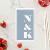 Serviette En Papier Bold Modern Monogram Initials Wedding Dusty Blue (En situation)