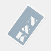 Serviette En Papier Bold Modern Monogram Initials Wedding Dusty Blue (Coin)