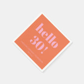 Serviette En Papier Bold Modern Simple Orange Pink 30th Birthday Party (Coin)
