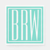 Serviette En Papier Bold Modern | White on aqua (Devant)