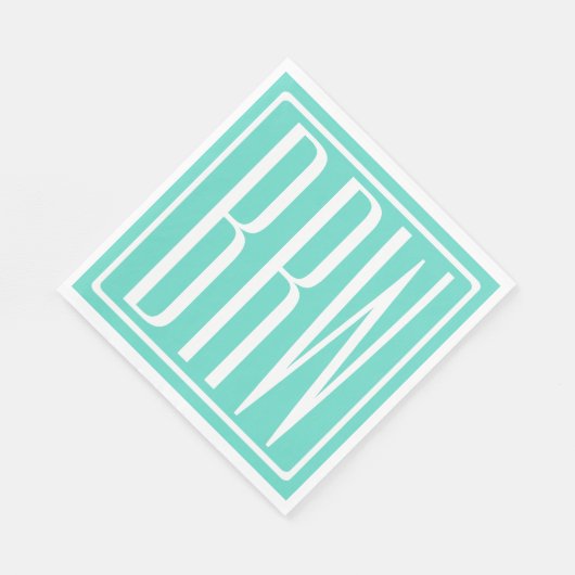 Serviette En Papier Bold Modern | White on aqua (Coin)