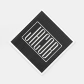 Serviette En Papier Bold & Modern Your name or Word | White On Black (Coin)