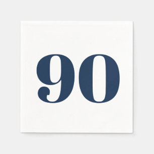 Serviette En Papier Bold Navy Ninetieth Anniversaire Cocktail Napkins