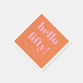 Serviette En Papier Bold Pink and Orange Modern 50th Birthday Custom (Coin)