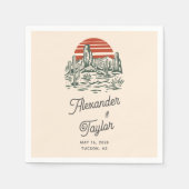 Serviette En Papier Bold Retro Saguaro Cactus Mariage paysage du déser (Devant)