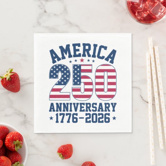 Serviette En Papier Bold Simple America 250 Anniversary Red and Blue (En situation)