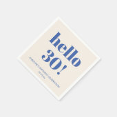 Serviette En Papier Bold Typography Ivory Blue Modern 30th Birthday  (Coin)