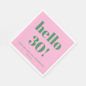 Serviette En Papier Bold Typography Pink Green Modern 30th Birthday  (Coin)
