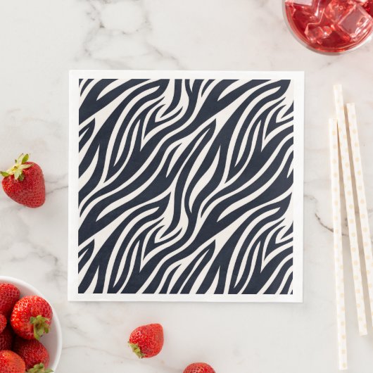 Serviette En Papier Bold Zebra Skin Motif noir & blanc ID1151 (En situation)