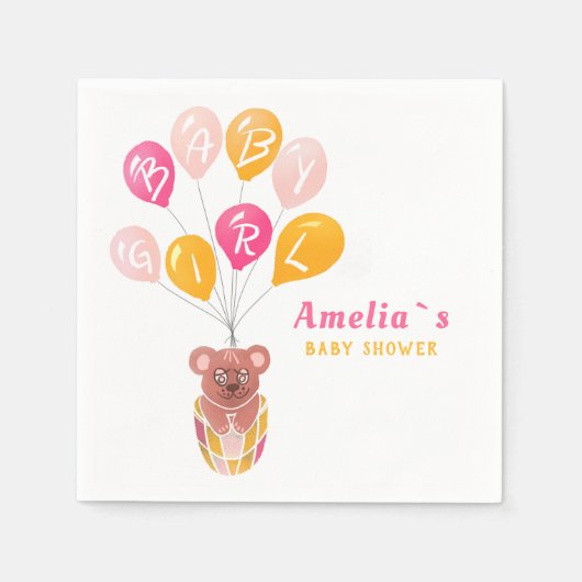 Serviette En Papier Boloon Bébé Bébé Baby shower fille en peluche mou (Devant)