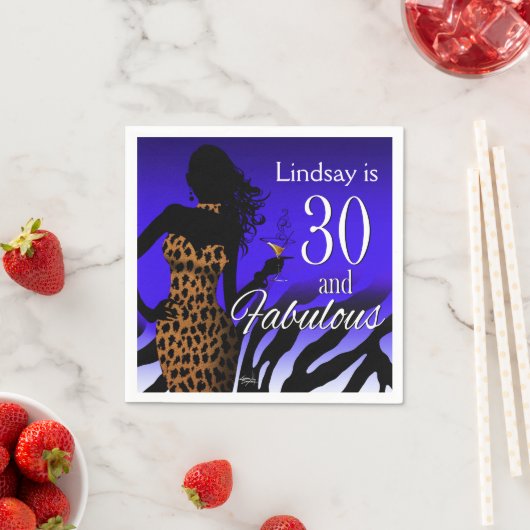 Serviette En Papier Bombshell Leopard 30e anniversaire | bleu (En situation)