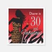 Serviette En Papier Bombshell Leopard 30e anniversaire | rouge (Devant)