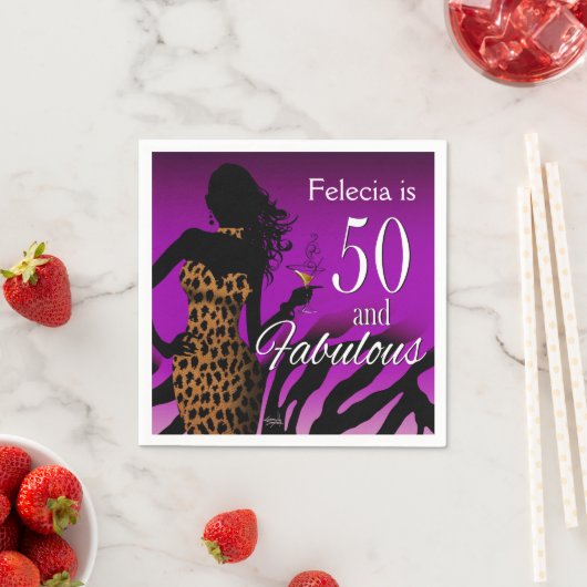 Serviette En Papier Bombshell Leopard 50e anniversaire | pourpre (En situation)