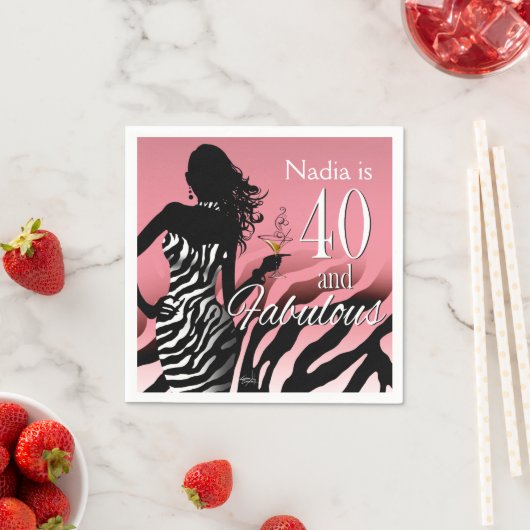 Serviette En Papier Bombshell Zebra 40e anniversaire | rose (En situation)