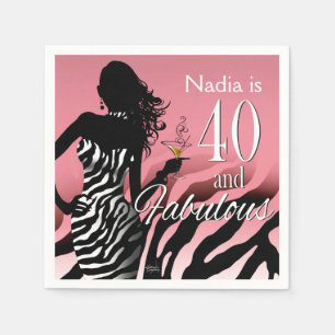 Serviette En Papier Bombshell Zebra 40e anniversaire   rose