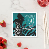 Serviette En Papier Bombshell Zebra 50e anniversaire | sarcelle (En situation)