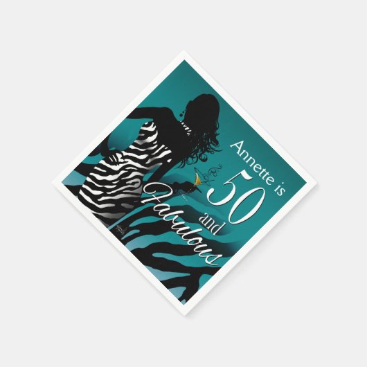 Serviette En Papier Bombshell Zebra 50e anniversaire | sarcelle (Coin)