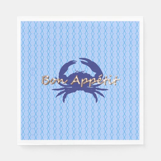 Serviette En Papier Bon-appétit—BLEUE_Crab-diamant—Célébrer (Devant)