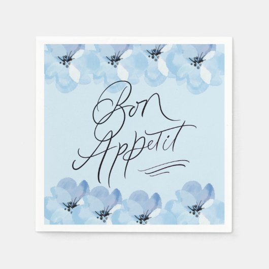 Serviette En Papier Bon Appetit Blue Floral (Devant)