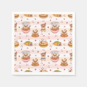 Serviette En Papier Bon Appetit Carlin Avec Nourriture Ramen Sushi