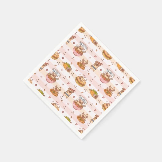 Serviette En Papier Bon Appetit Carlin Avec Nourriture Ramen Sushi (Coin)