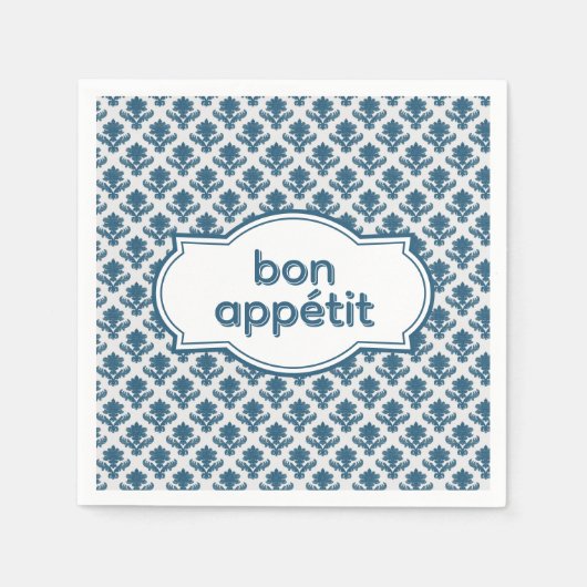 Serviette En Papier Bon Appetit Elegant French Tapestry Blue White (Devant)