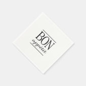 Serviette En Papier BON APPETIT Typographie Noir et Blanc (Coin)