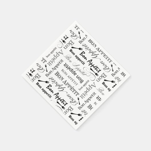 Serviette En Papier Bon Apppetit Classic Black and White Pattern (Coin)