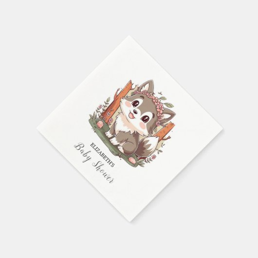 Serviette En Papier Bon Baby shower de loup mignon (Coin)