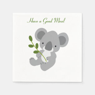 Serviette En Papier Bon Repas, mignon Ours Koala Personnalisé