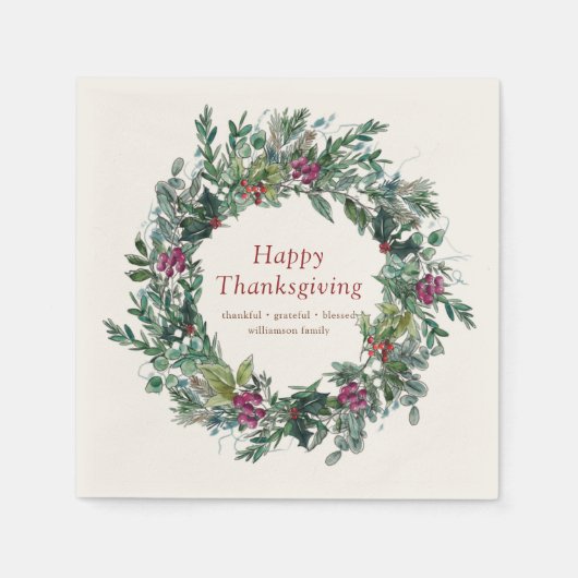 Serviette En Papier Bon thanksgiving aquarelle couronne d'automne (Devant)