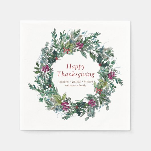 Serviette En Papier Bon thanksgiving aquarelle couronne d'automne (Devant)