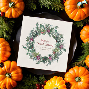Serviette En Papier Bon thanksgiving aquarelle couronne d'automne
