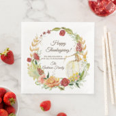 Serviette En Papier Bon thanksgiving Automne Blanc Citrouille Floral A (En situation)