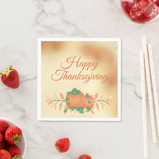 Serviette En Papier Bon thanksgiving Automne Citrouille Feuilles (En situation)