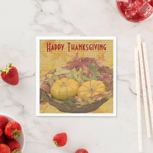 Serviette En Papier Bon thanksgiving Automne Feuilles Gourds (En situation)