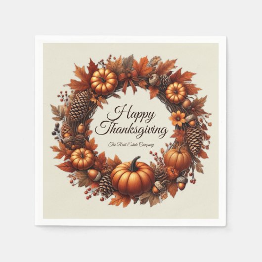 Serviette En Papier Bon thanksgiving Automne Feuilles Wreath Company (Devant)