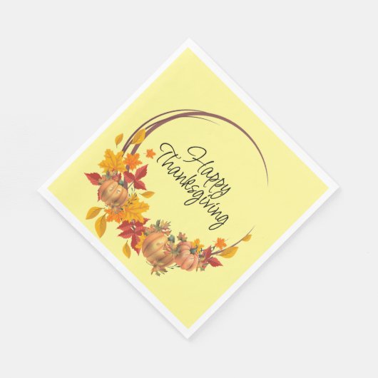 Serviette En Papier BON THANKSGIVING Automne laisse Citrouille Wreath (Coin)