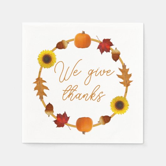 Serviette En Papier Bon thanksgiving Automne quitte Citrouille (Devant)