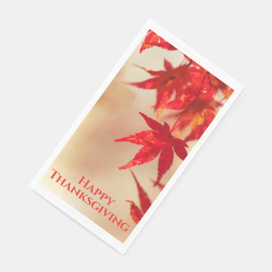 Serviette En Papier Bon thanksgiving Automne Rouge Feuilles de l'érabl (Coin)